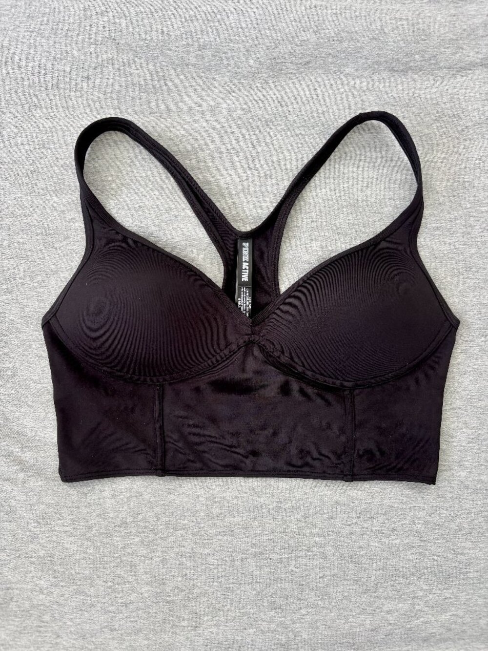 VS PINK Active Ultimate Push Up Sports Bra Crop Top Womens L Black Racerback